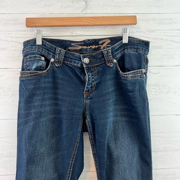 Seven 7 Dark Wash Skinny Low Rise Denim Jeans Size 8 - Picture 3 of 7